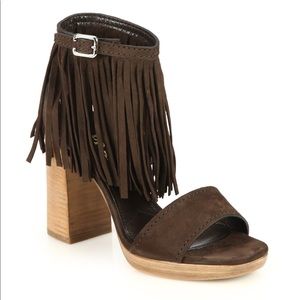 PRADA suede fringe sandals